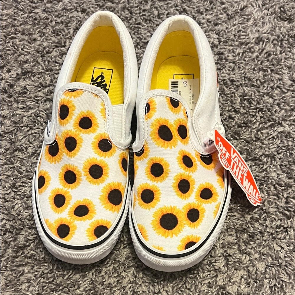 Vans Kids Sunflower Slip-On Sneakers - White and Yellow